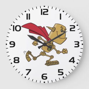 Laufender Robot-Superhelden-Cartoon-Charakter Große Wanduhr