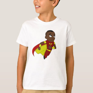 Laufender Superherojungen-Cartoon T-Shirt
