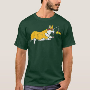 Laufender Welsh Corgi Pizza Lustiger Food Lover Hu T-Shirt