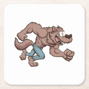 Laufender Werwolf Rechteckiger Pappuntersetzer