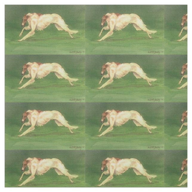 Laufendes Borzoi-Hundekunst-Gewebe Stoff (Muster)