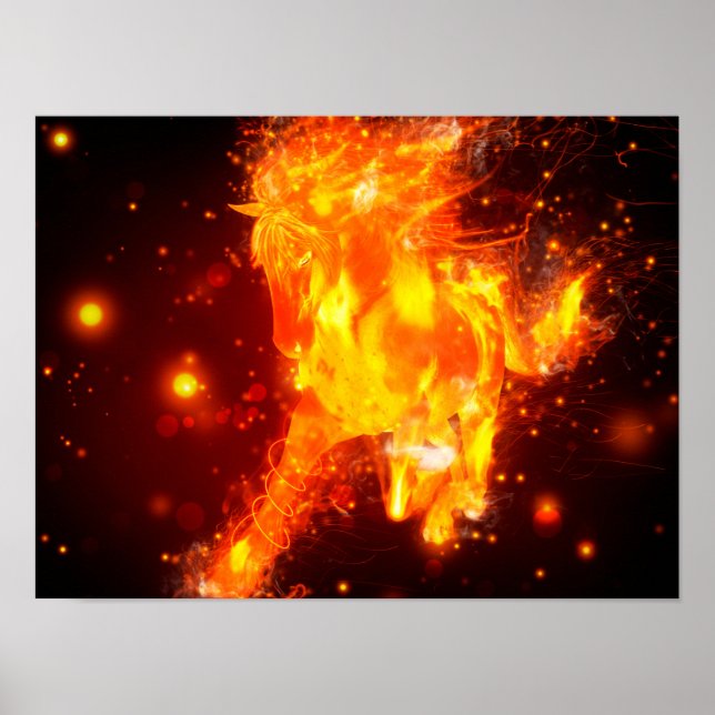 Laufendes Feuerpferd-Design Poster (Vorne)