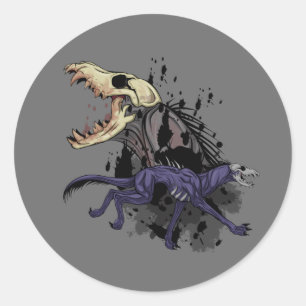 Laufendes Monster Runder Aufkleber