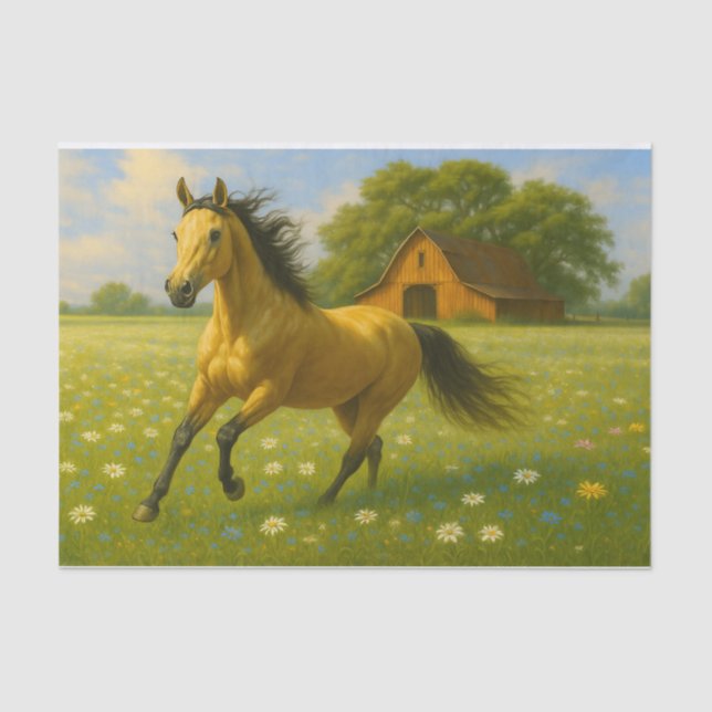 Laufendes Pferd auf Barnyard-Weide Dekorationspapi Seidenpapier (Vorderseite)