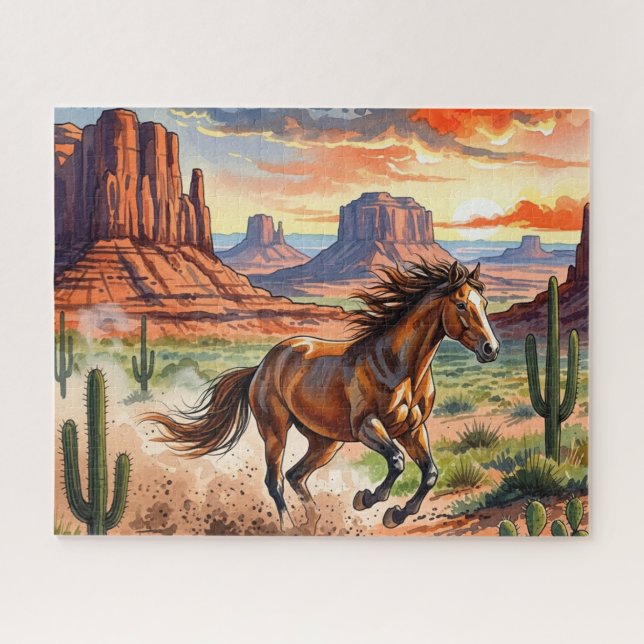 Laufendes Pferd in der Wüste Puzzle (Horizontal)