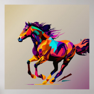 Laufendes Pferd Pop-Art Poster