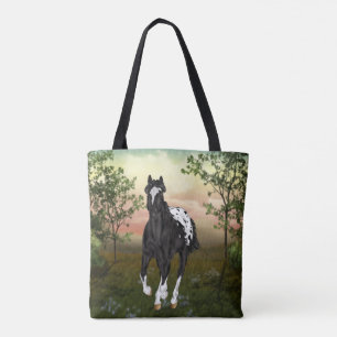 Laufendes schwarzes Appaloosa-Pferd