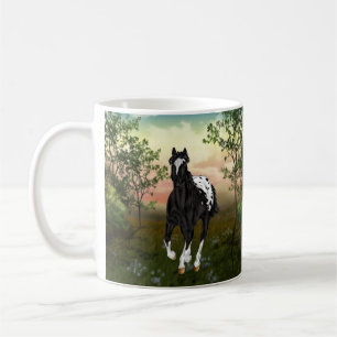Laufendes schwarzes Appaloosa-Pferd mit Flecken - Kaffeetasse