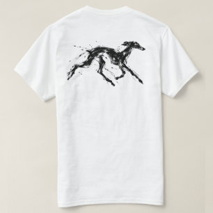 Laufendes Windhund-Tinten-Skizze-T-Shirt Raw Dog T-Shirt