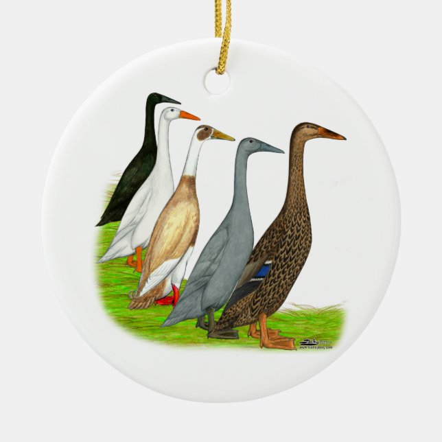 Läufer-Enten-Zusammenstellung Keramik Ornament (Vorne)
