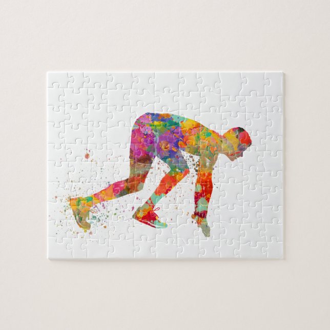 Läufer in Aquarell Puzzle (Horizontal)