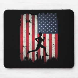 Läufer läuft USA Amerikanische Flagge 4. Juli Patr Mousepad