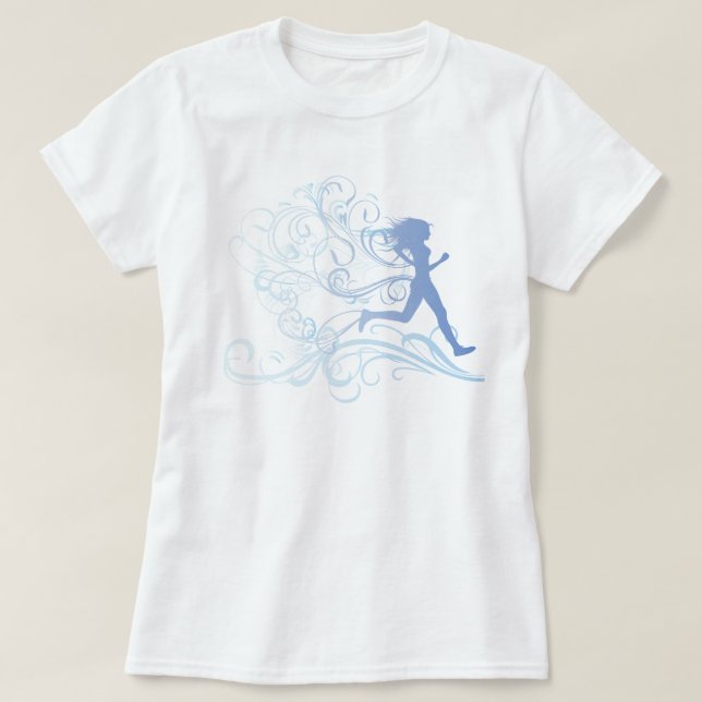 Läufer-Mädchen-Blau T-Shirt (Design vorne)