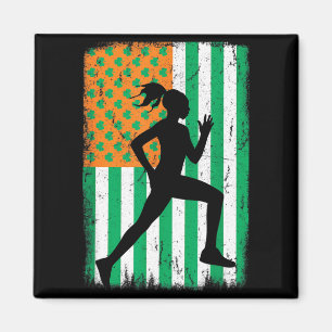 Läuferin Irisch-Amerikanische Flagge St. Patrick's Magnet