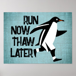 Läufiges Pinguin-Motivierend Poster