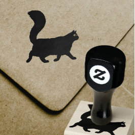 Laufkatze | Langhaarige Kitty mit fließendem Schwa Gummistempel