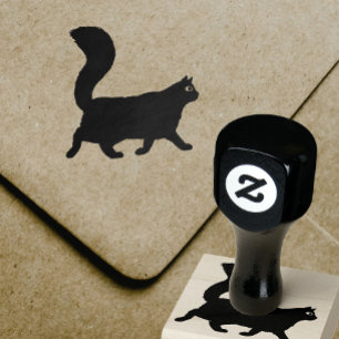 Laufkatze Langhaarige Kitty mit fließendem Schwa Gummistempel
