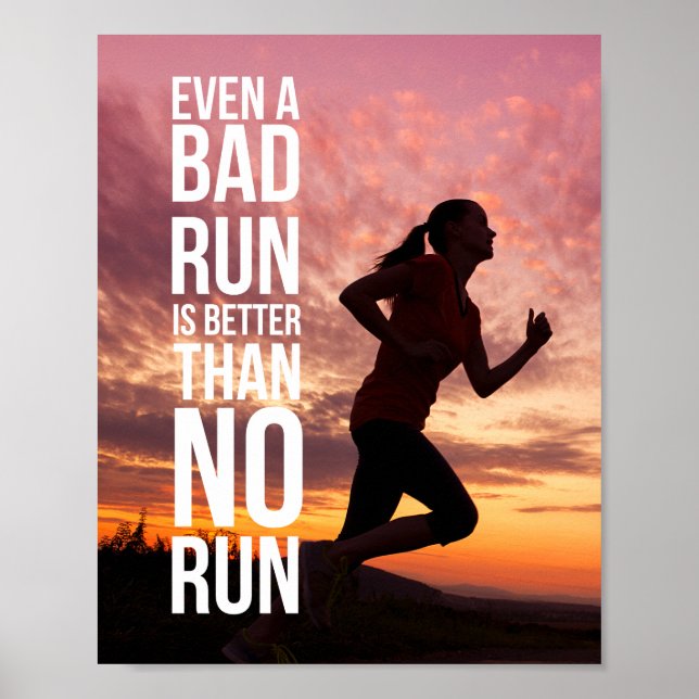 Laufmotivation Zitat Weiße Typografie Mädchen Poster (Vorne)