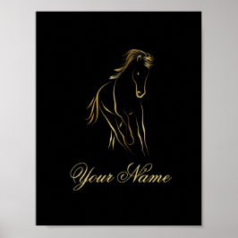 Laufpferd in Goldfarbe Poster