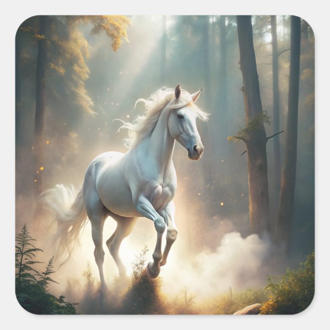 Laufpferd Quadratischer Aufkleber (Vorderseite)