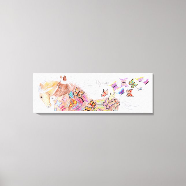 Laufpferde und Schmetterlinge Leinwanddruck (Vorderseite)