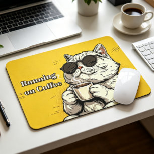 Läuft auf Coffee Cat Benutzerdefinierter Text Lust Mousepad