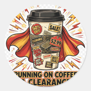 Läuft auf Kaffee Schlussverkauf Black Friday Aufkl Runder Aufkleber