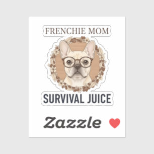 Läuft auf Kaffee und Frenchie-Chaos Lustiges Hunde Aufkleber