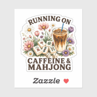 Läuft auf Koffein & Mahjong Aufkleber