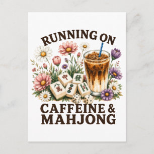 Läuft auf Koffein & Mahjong Postkarte