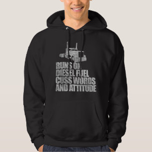 Läuft mit Dieselkraftstoff Lustiger Spruch LKW-Fah Hoodie