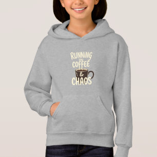 Läuft mit Kaffee und Chaos Lustige Lifestyle-Kunst Hoodie