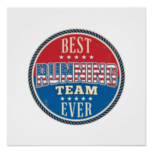 Laufteam Patriotisches Vintage-Abzeichen Design_1 Poster
