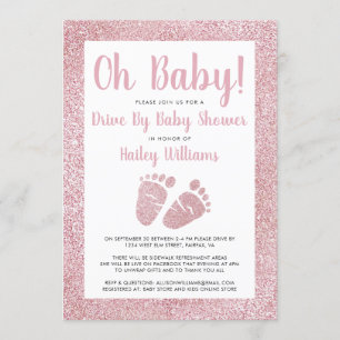 Laufwerk by Oh Baby Pink Glitzer Feet Baby Dusche Einladung