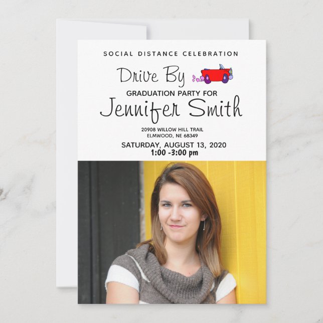 Laufwerk durch Graduierungspartei Coronavirus Ankündigung (Vorderseite)