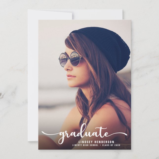 Laufwerk durch Graduierungspartei Weißes Skript-Fo Einladung (Vorderseite)