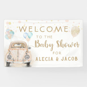 Laufwerk mit Baby Dusche Auto Gold Peach Banner