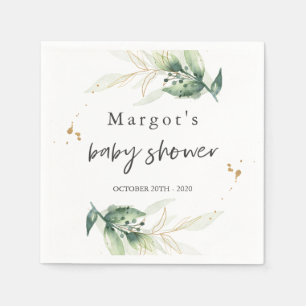 Laufwerk mit Baby-Dusche Grün und Gold Serviette