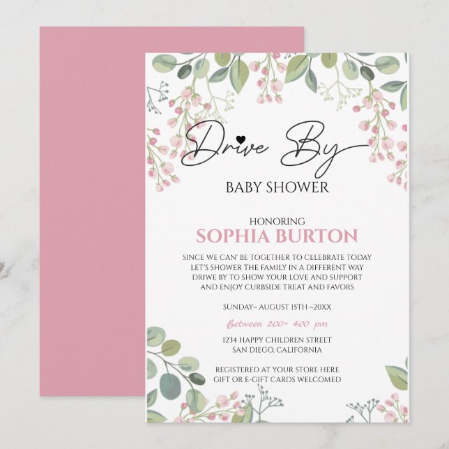 Laufwerk mit Babydusche Einladung (Vorne/Hinten)