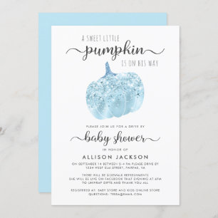 Laufwerk von Pumpkin Blue Glitzer Sparkle Baby Dus Einladung