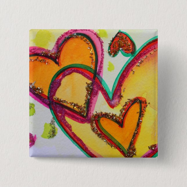 Laugh Hearts Connect Art Buttons oder Lapel Pins (Vorderseite)
