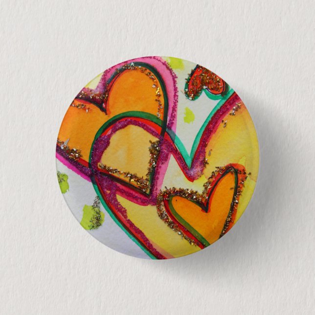 Laugh Hearts Connect Art Buttons oder Lapel Pins (Vorderseite)
