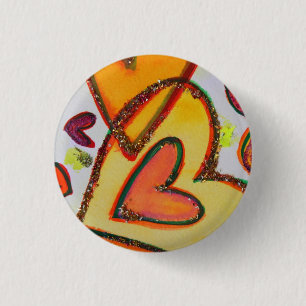 Laugh Hearts Crossing Art Buttons oder Lapel Pins