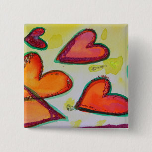 Laugh Hearts Flying Art Button oder Button Juwelen