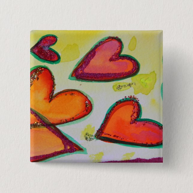 Laugh Hearts Flying Art Button oder Button Juwelen (Vorderseite)