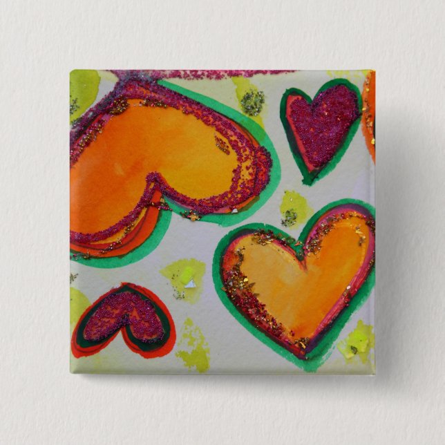 Laugh Hearts Pink Bliss Art Buttons oder Lapel Pin (Vorderseite)