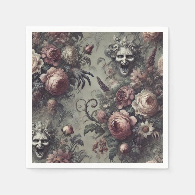 Laugh Lines - Gothic Floral Serviette (Vorderseite)