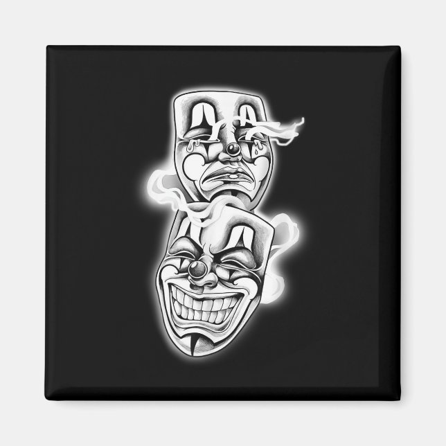 Laugh Now Cry Spater Chicano Tattoo Flash Magnet (Vorne)