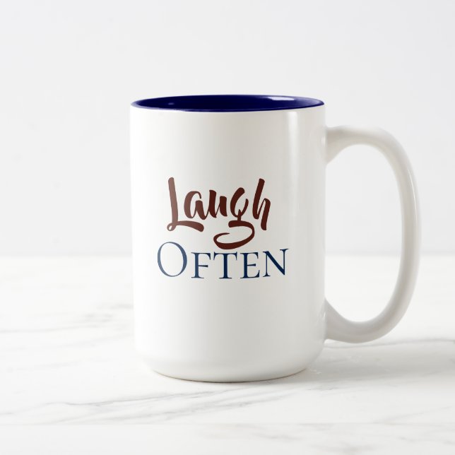 Laugh Often Blue und Maroon Zweifarbige Tasse (Rechts)
