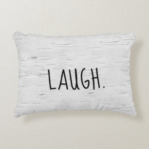 LAUGH Text auf Birch Tree Akzent Pillow Dekokissen